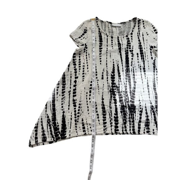 Bryn Walker Womens Tunic Asymmetrical Lagenlook Cotton Black White Size M - Picture 7 of 9